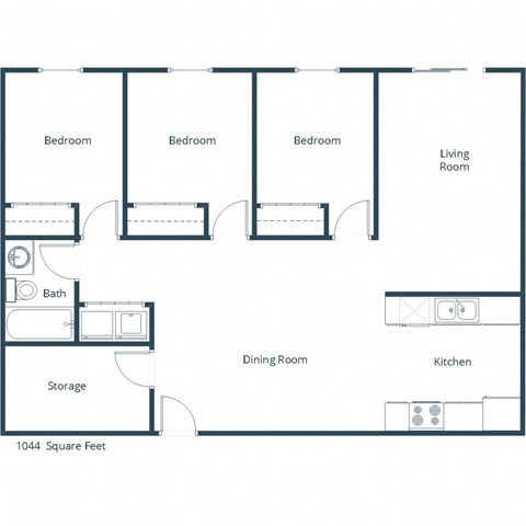 Prairie Park Apartments in West Fargo, ND | Three Bedroom Floor Plan 31A