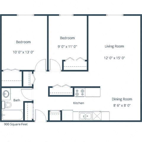 Saddlebrook Apartments in West Fargo, ND | Two Bedroom Floor Plan 21A