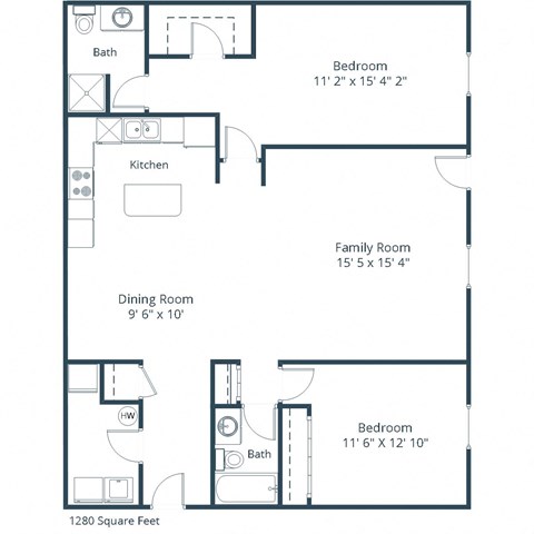 Charleswood Townhomes in West Fargo, ND | Two Bedroom Floor Plan 22A