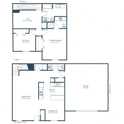 Charleswood Townhomes in West Fargo, ND | Two Bedroom Floor Plan 22C