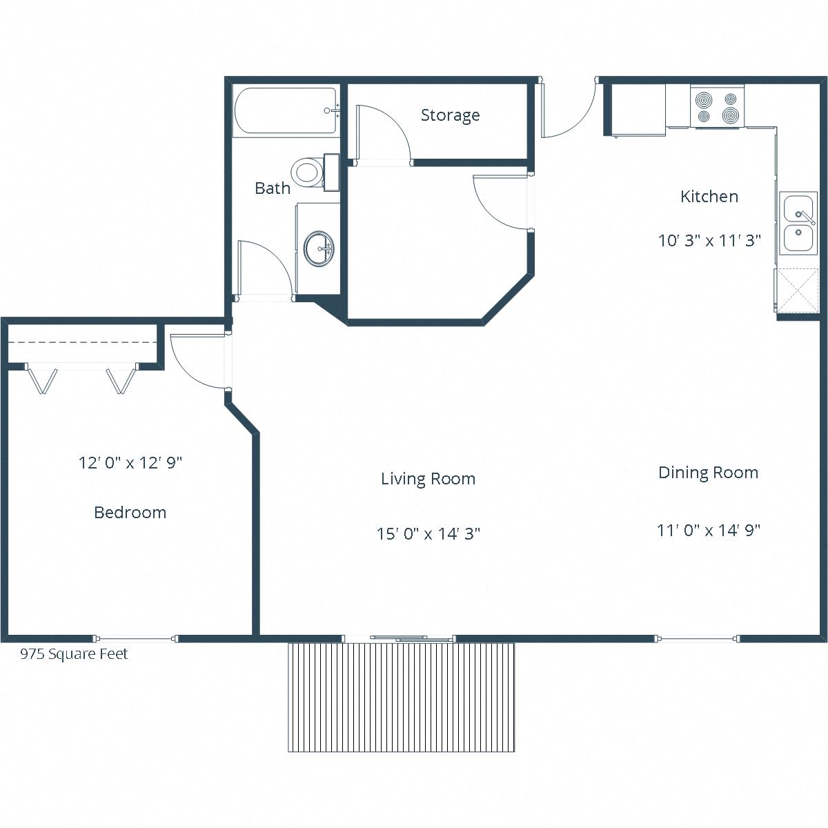Pinehurst Apartments | One Bedroom Floor Plan A