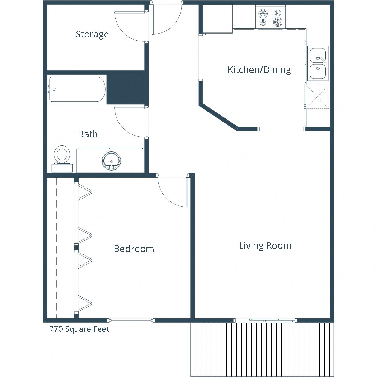 Pinehurst Apartments | One Bedroom Floor Plan B