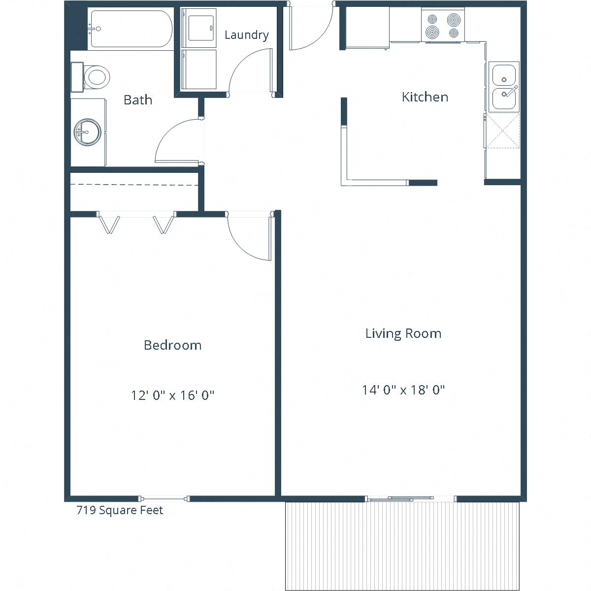 Pinehurst Apartments | One Bedroom Floor Plan D