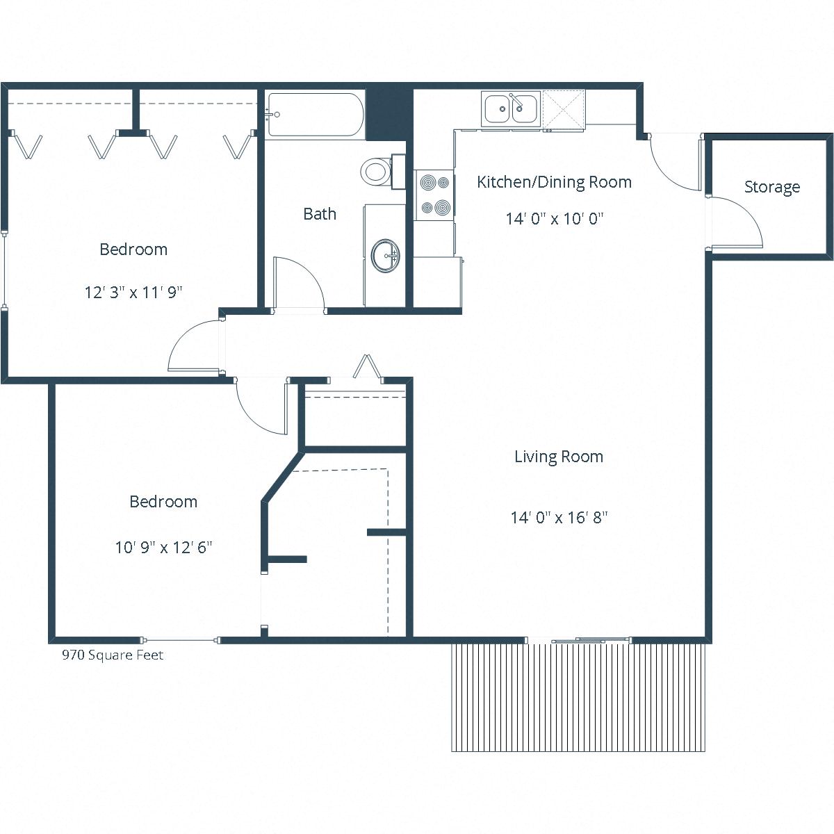 Pinehurst Apartments | Two Bedroom Floor Plan B