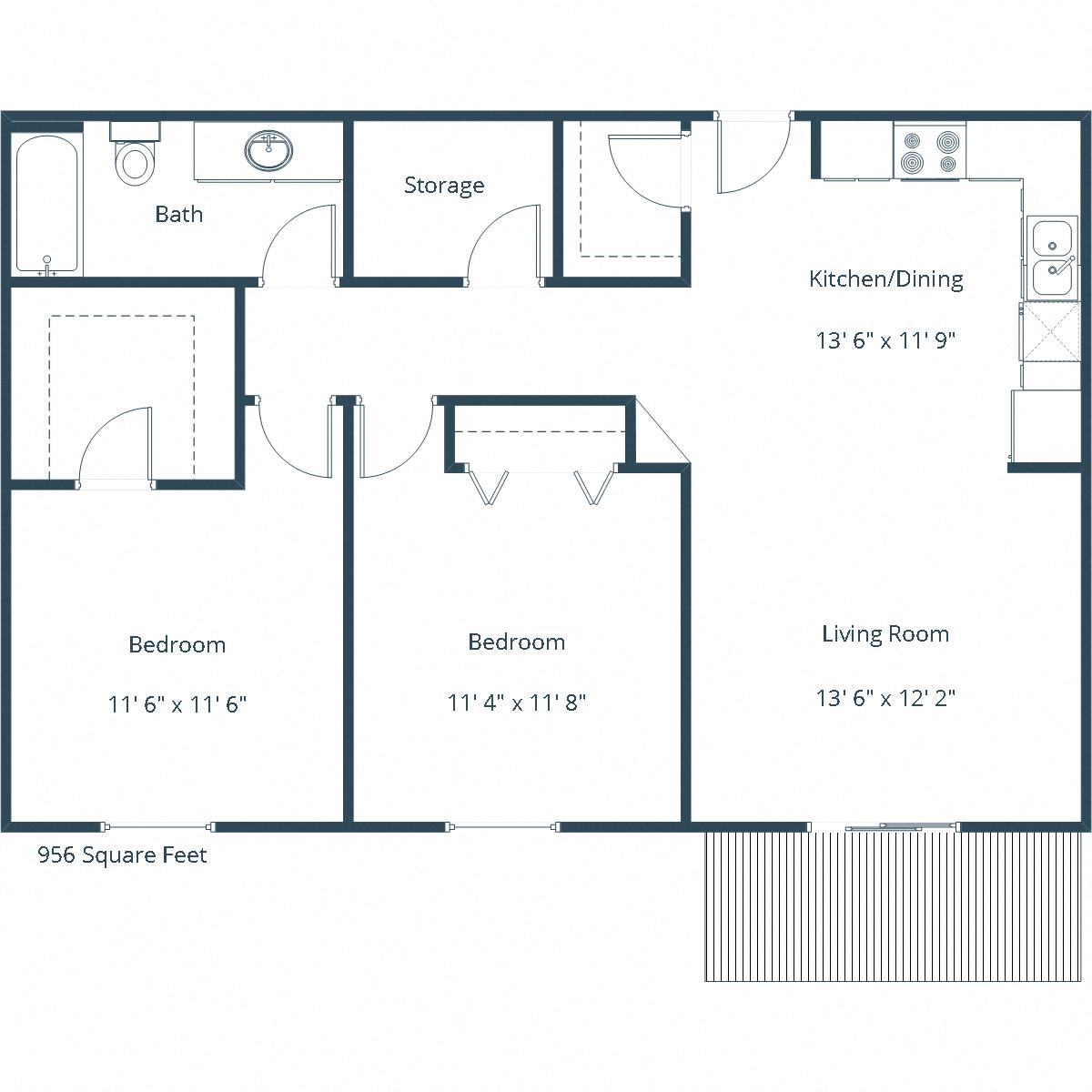 Pinehurst Apartments | Two Bedroom Floor Plan D