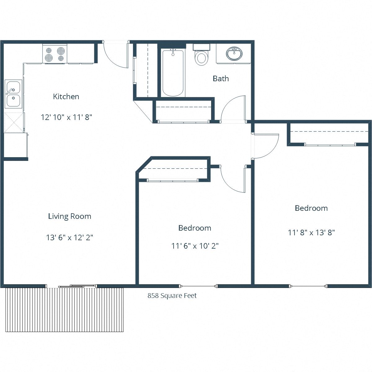 Pinehurst Apartments | Two Bedroom Floor Plan E