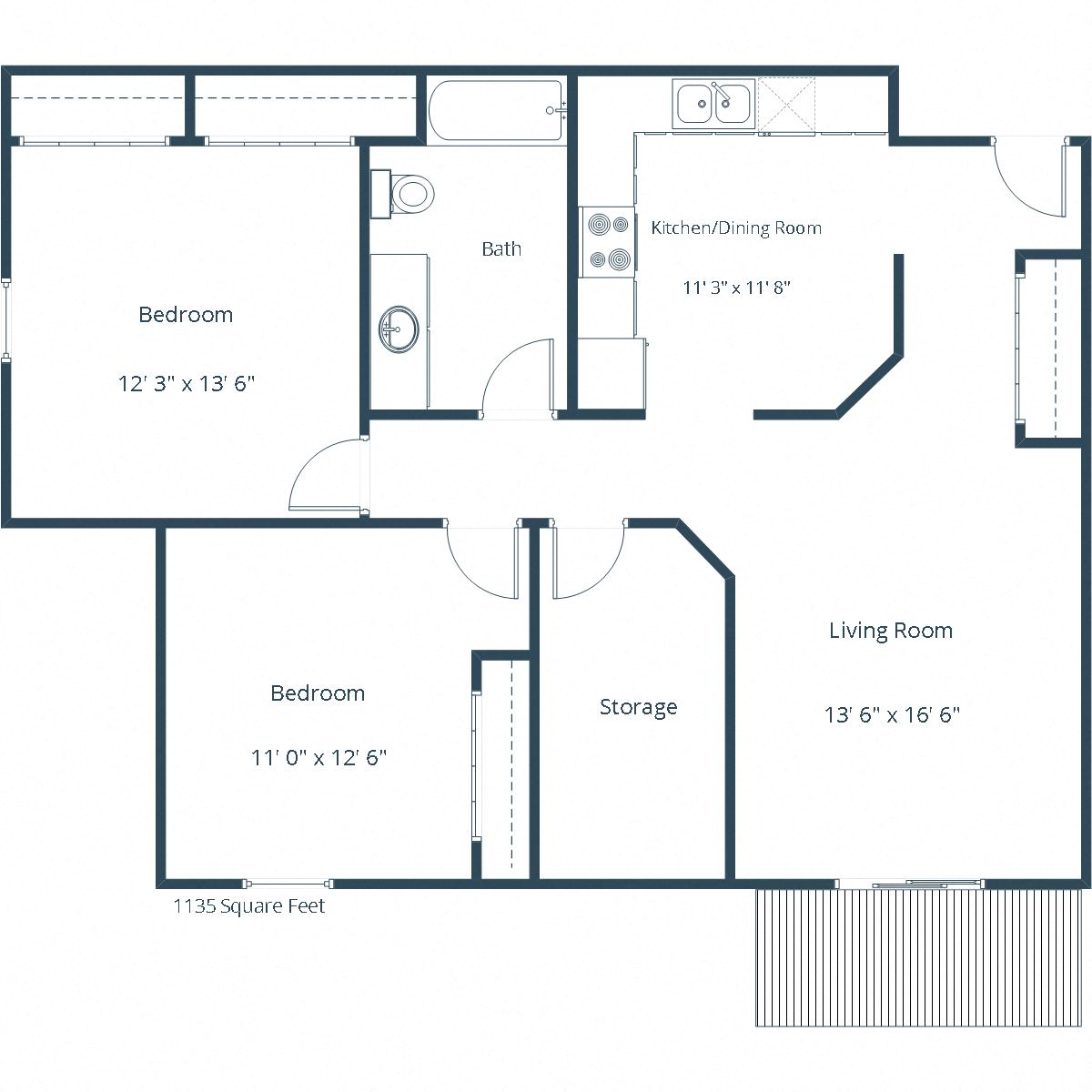 Pinehurst Apartments | Two Bedroom Floor Plan H
