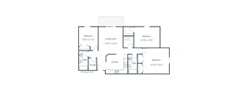 Pinehurst Apartments | Three Bedroom Floor Plan