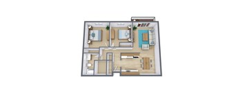 a floor plan of a house with a bedroom and a living room