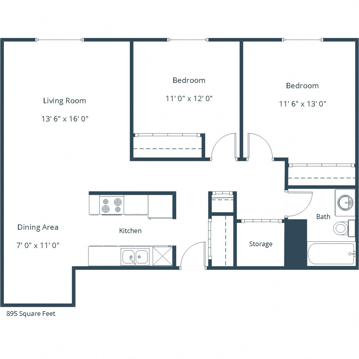 Place One - Two Bedroom - Plan 21B Place One - Two Bedroom - Plan 21B