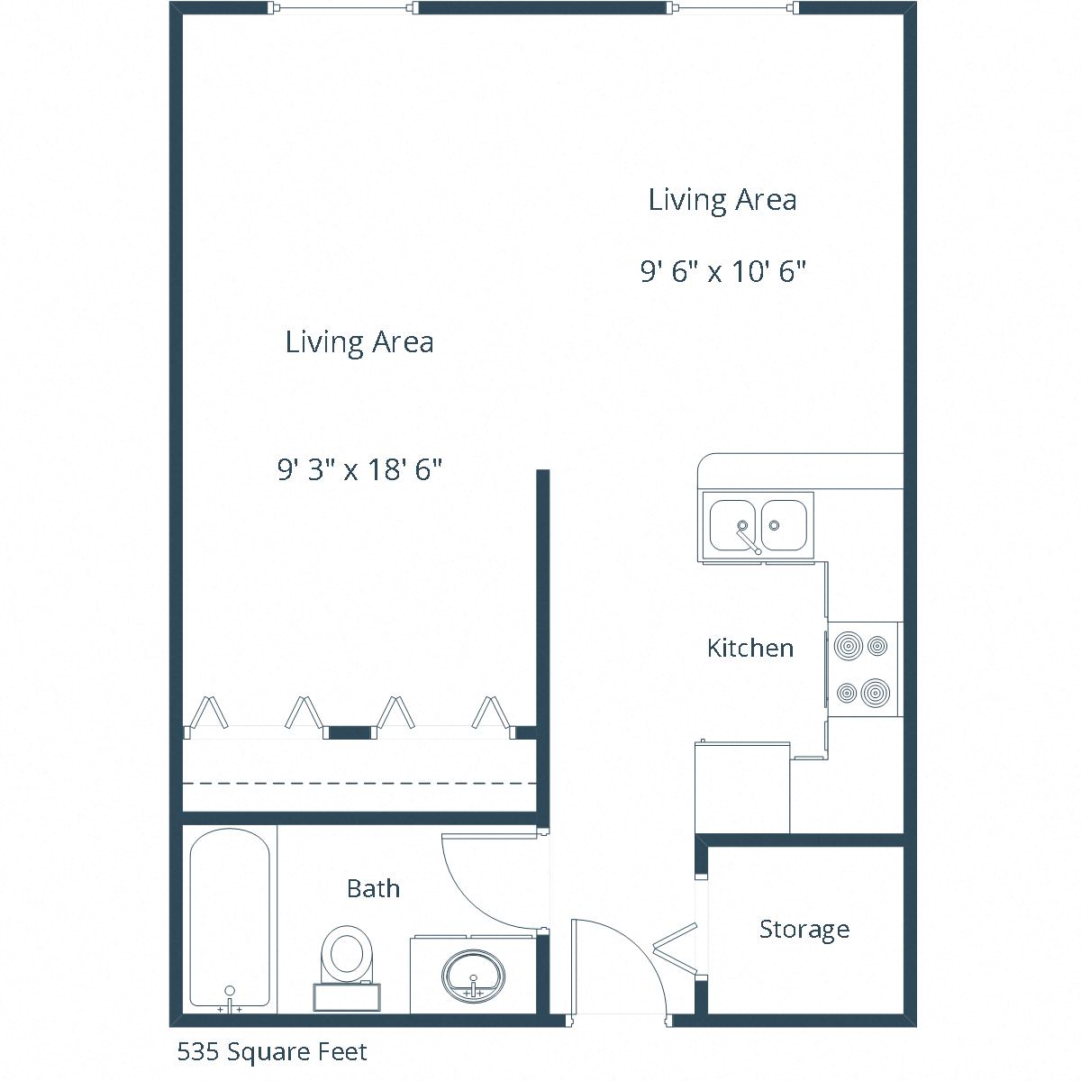 Rosegate Apartments | Efficiency Floor Plan C