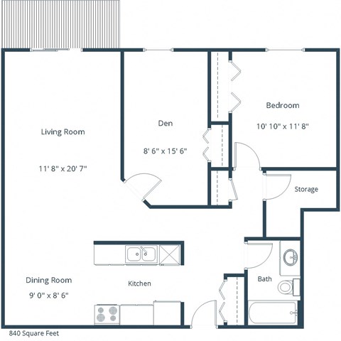 West Court - One Bedroom - Plan 11B