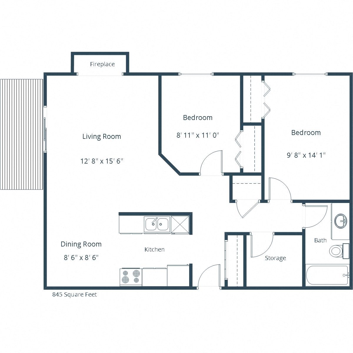 West Court - Two Bedroom - Plan 21B West Court - Two Bedroom - Plan 21B