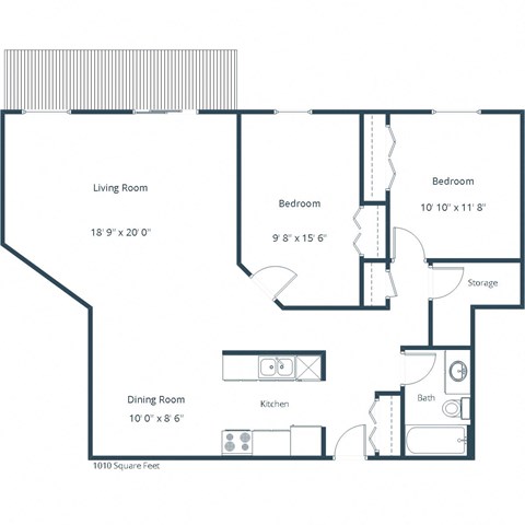 Westcourt Apartments in Fargo, ND | Two Bedroom Floor Plan 21C