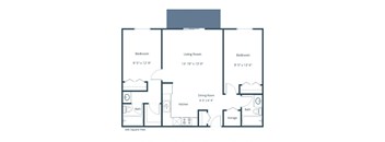 Westcourt Apartments in Fargo, ND | Two Bedroom Floor Plan 22A