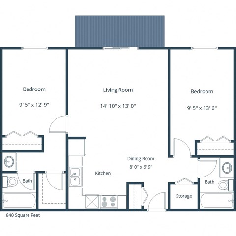 Westcourt Apartments in Fargo, ND | Two Bedroom Floor Plan 22A