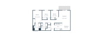 Westcourt Apartments in Fargo, ND | Three Bedroom Floor Plan 32A