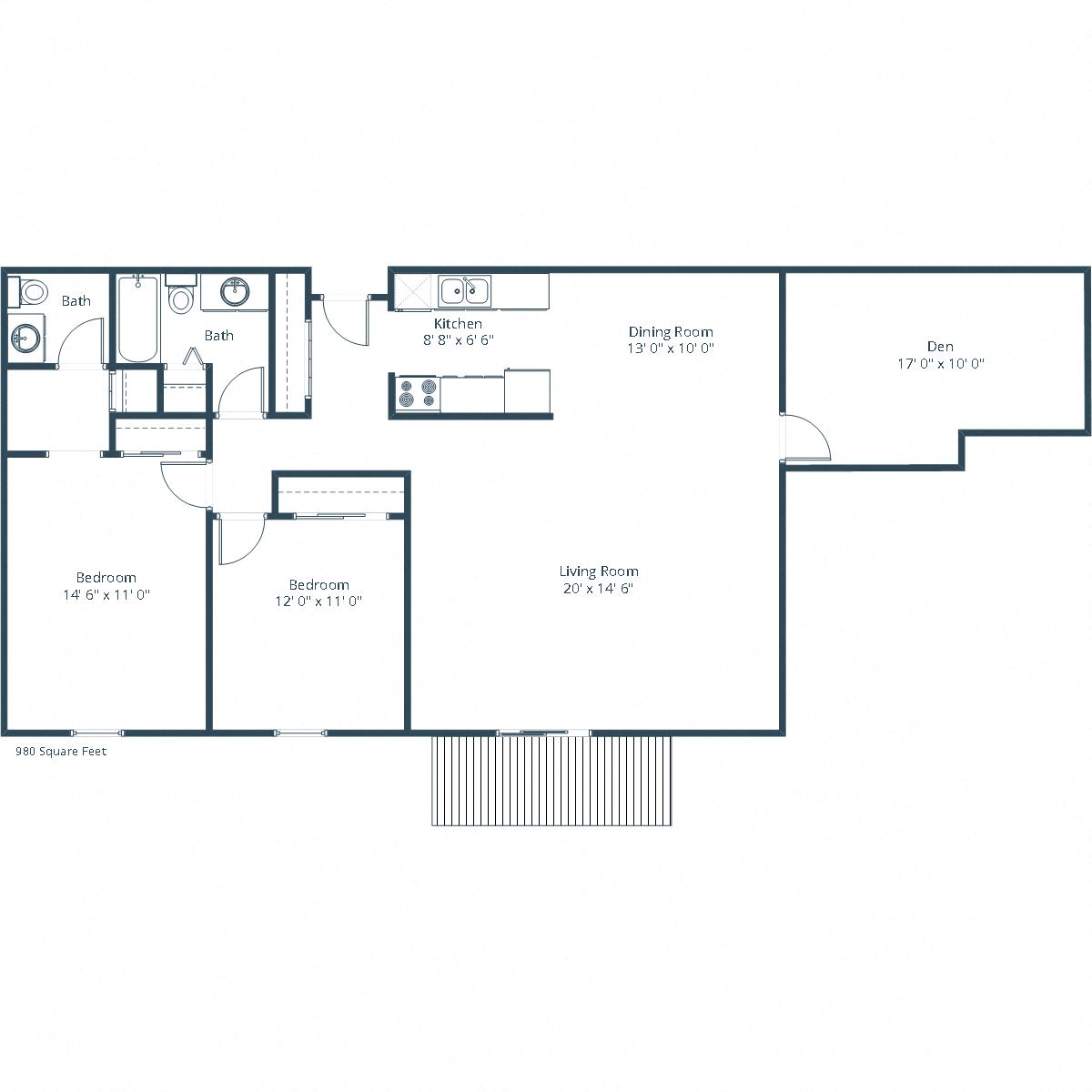 Rosedale Apartments | Two Bedroom Floor Plan 215a  at Rosedale Estates Apartments, Minnesota
