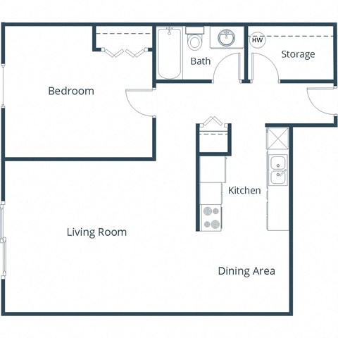 Harrison 3 Apartments | One Bedroom Floor Plan B