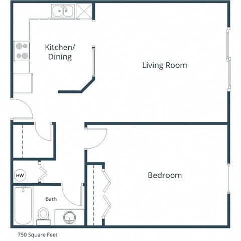 Harrison 3 Apartments | One Bedroom Floor Plan C