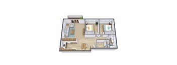Richfield Apartments in Grand Forks, ND | Two Bedroom Floor Plan 21A