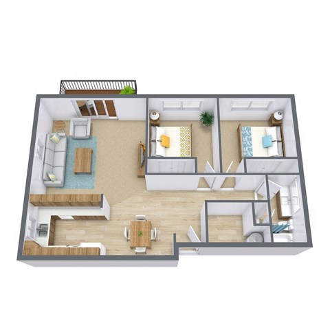 Harrison & Richfield Apartments in Grand Forks, ND | Two Bedroom Floor Plan 21A