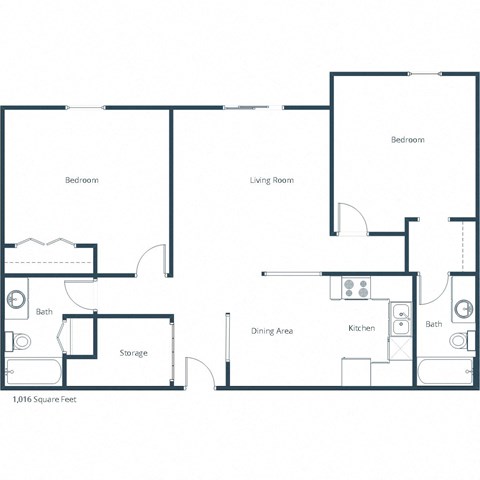 Richfield Apartments | Two Bedroom Two Bath Plan A