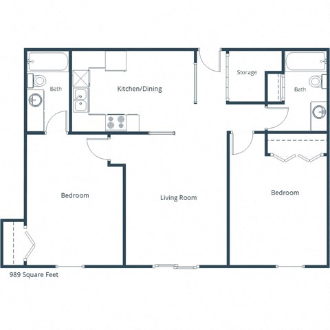 Richfield Apartments | Two Bedroom Two Bath Plan B