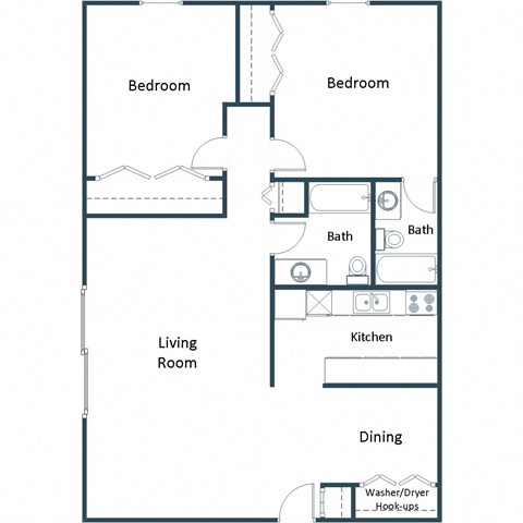 Harrison 1 & 2 Apartments | Two Bedroom Two Bath Floor Plan C