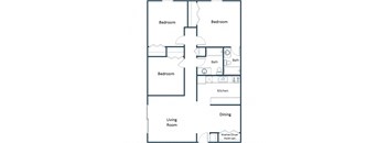Harrison Apartments in Grand Forks, ND | Three Bedroom Floor Plan 32A
