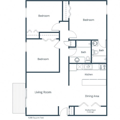 Kremer Apartments in Grand Forks, ND | Three Bedroom Floor Plan 32A