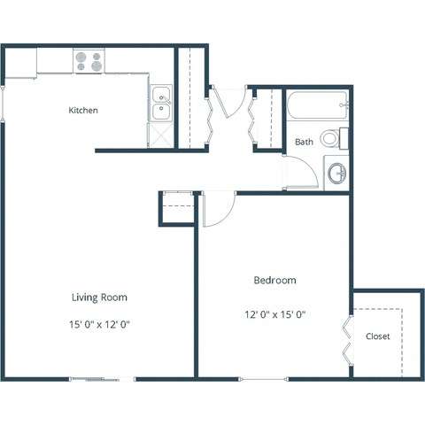 Library Lane Apartments in Grand Forks, ND | One Bedroom Floor Plan 11A