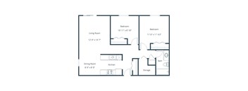 Library Lane Apartments in Grand Forks, ND | Two Bedroom Floor Plan 21A