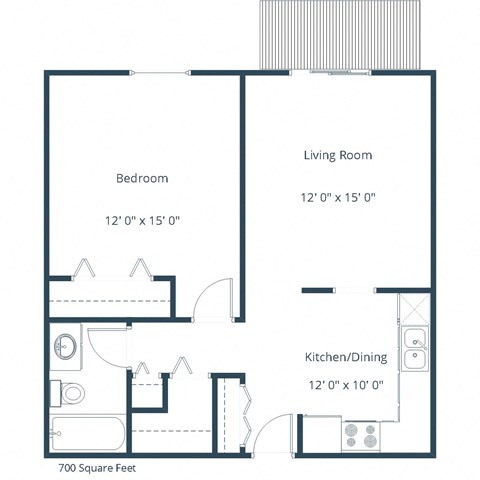 Ridgemont Apartments in Grand Forks, ND | One Bedroom Floor Plan 11B
