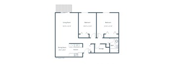 Ridgemont Apartments in Grand Forks, ND | Two Bedroom Floor Plan 21A