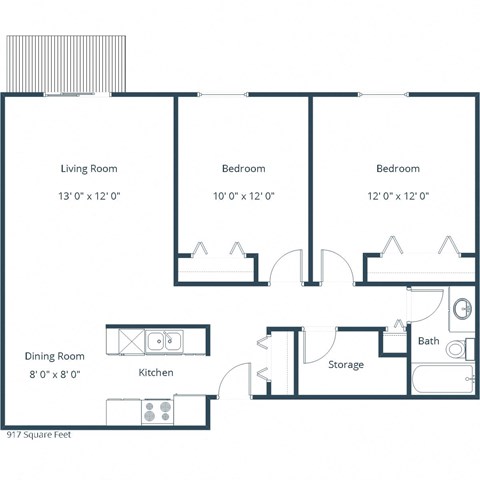 Ridgemont Apartments | Two Bedroom Floor Plan A