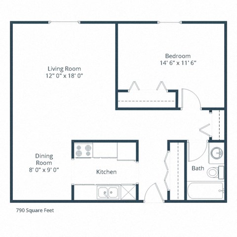 Hawn Apartments | One Bedroom Floor Plan