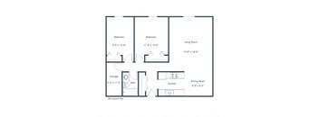 Hawn Apartments | Two Bedroom Floor Plan B
