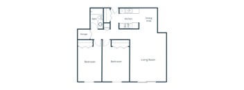 North Manor Apartments in Fargo, ND | Two Bedroom Floor Plan 21B