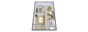 Rosegate Apartments in Fargo, ND | Efficiency Floor Plan 01D