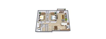 Rosegate Apartments in Fargo, ND | Two Bedroom Floor Plan 21A