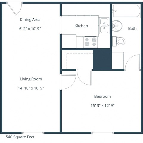 Mason Apartments in Bismarck, ND | One Bedroom Floor Plan 11H