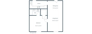 Mason Apartments in Bismarck, ND | One Bedroom Floor Plan 11I
