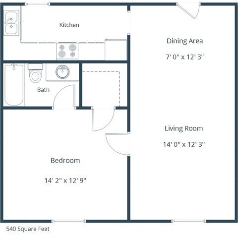 Mason Apartments in Bismarck, ND | One Bedroom Floor Plan 11I