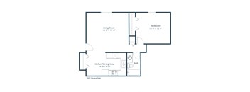 Rosser Apartments | One Bedroom Floor Plan