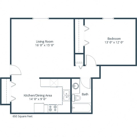 Rosser Apartments | One Bedroom Floor Plan