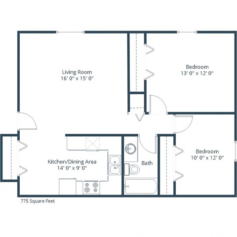 Rosser Apartments | Two Bedroom Floor Plan