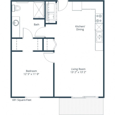 Sterling Pointe Apartments in Grand Forks, ND | One Bedroom Floor Plan 175B