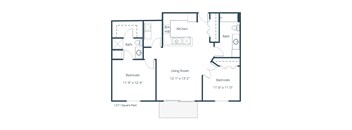 Sterling Pointe Apartments in Grand Forks, ND | Two Bedroom Floor Plan 2175B