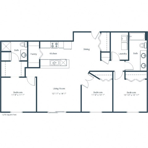 Sterling Pointe Apartments | Three Bedroom Floor Plan A